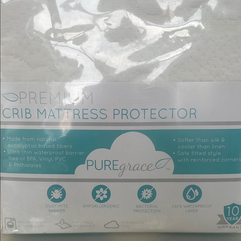 White Crib Mattress Cover Waterproof Hypoallergenic